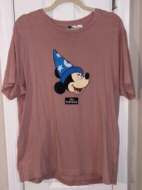Disney Fantasia Sorcerer Mickey H&M Divided Pink Graphic T-Shirt Men's Large